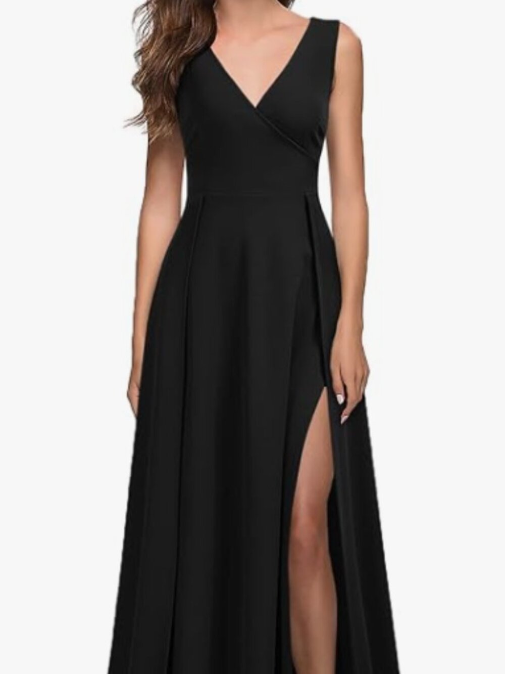 Classic Black Sleeveless Maxi Dress with V-Neckline